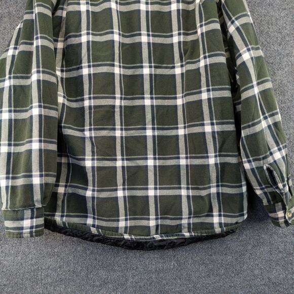 Vintage Wrangler Mens Quilted Liner Green Plaid Shacket Shirt Jacket Coat Size L - Picture 9 of 11